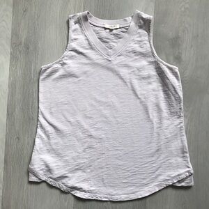 LEALLO T SHIRT LAVENDER PURPLE V NECK SLEEVELESS COTTON BASIC BLANK WOMENS XS